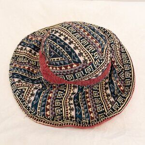Reversible Boho Bucket Hat Tribal Print Red Festival Hippie Sun Hat